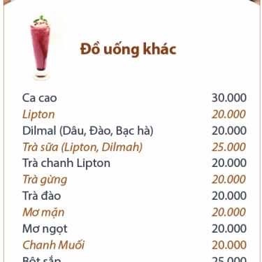 Thực đơn- Garden Coffee - Thái Hà