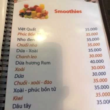 Thực đơn- Garden Coffee - Thái Hà