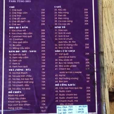 Thực đơn- Cafe Gấu Bông Quán - Kem Xôi, Giải Khát & Ăn Vặt