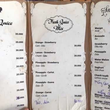 Thực đơn- Gấu Coffee Juice