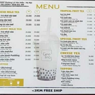 Thực đơn- Cafe Gee Tea
