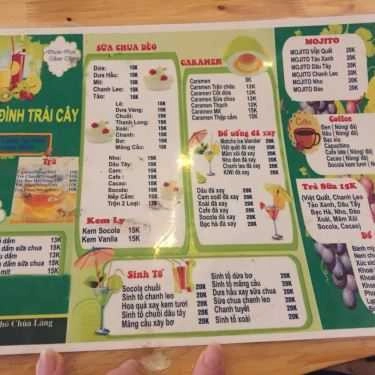 Thực đơn- Cafe Gia Đình Trái Cây - Chùa Láng