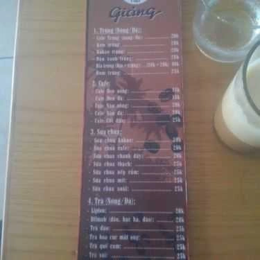 Thực đơn- Giảng Cafe - Đại Cồ Việt