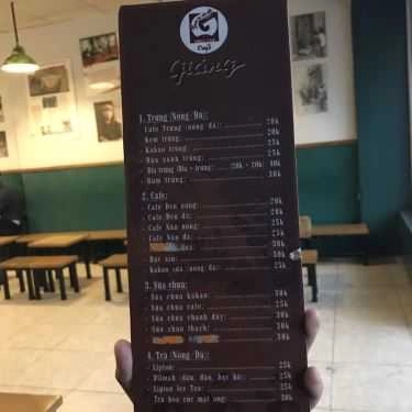 Thực đơn- Giảng Cafe - Đại Cồ Việt