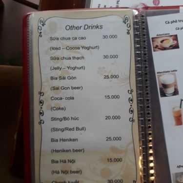 Thực đơn- Góc Phố Cafe - Trần Đại Nghĩa