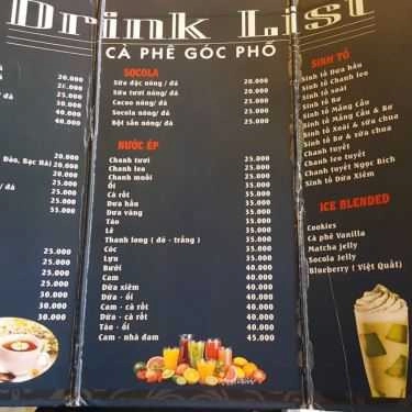 Thực đơn- Góc Phố Cafe - Văn Cao