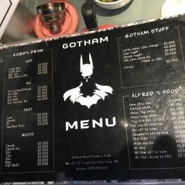 Thực đơn- Gotham - Coffee & Board Game