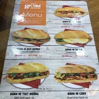 Thực đơn- Great - Bánh Mì & Cafe - Khâm Thiên