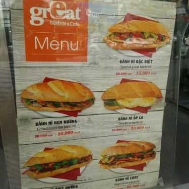 Thực đơn- Ăn vặt Great - Bánh Mì & Cafe - Nguyễn Khánh Toàn