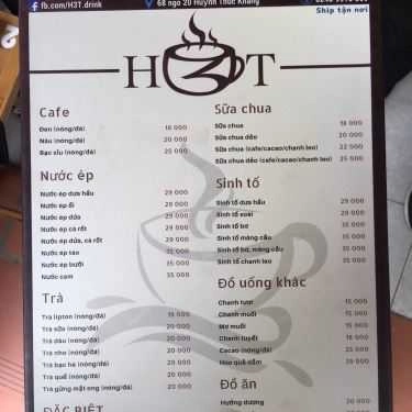 Thực đơn- H3T Coffee