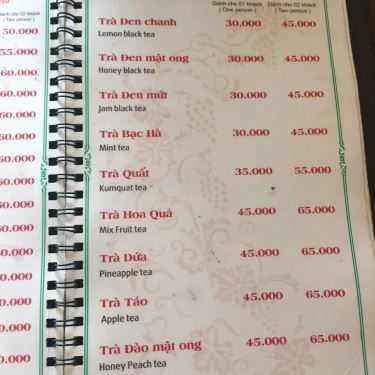 Thực đơn- Cafe Hà Thành Trà