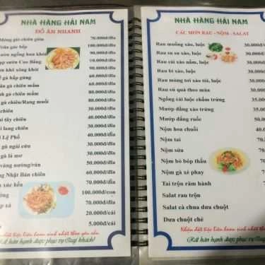 Thực đơn- Nhà Hàng Hải Nam - Bia Hơi Hà Nội