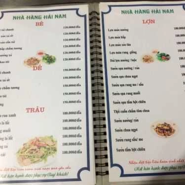 Thực đơn- Nhà Hàng Hải Nam - Bia Hơi Hà Nội