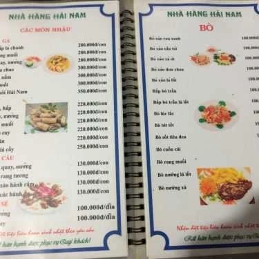 Thực đơn- Nhà Hàng Hải Nam - Bia Hơi Hà Nội