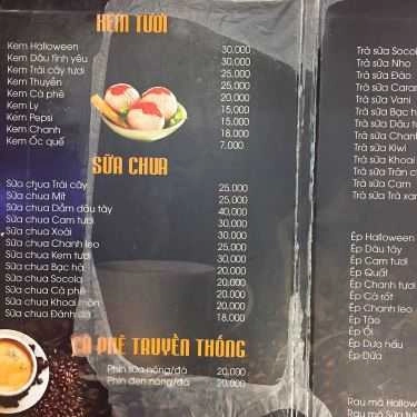 Thực đơn- Cafe Halloween Ice Cream - Tân Triều