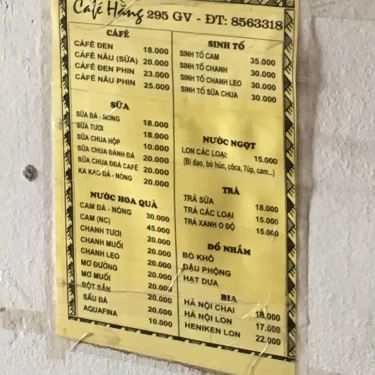 Thực đơn- Hằng Cafe - Giảng Võ