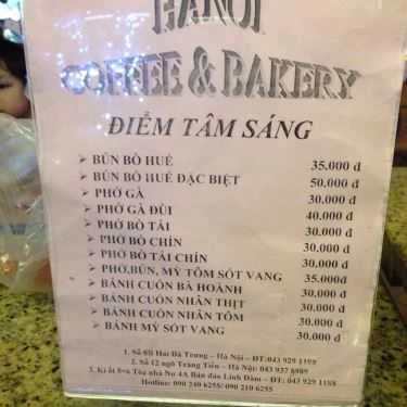 Thực đơn- Hanoi Coffee & Bakery