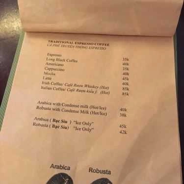 Thực đơn- Hanoi Roastery Coffee