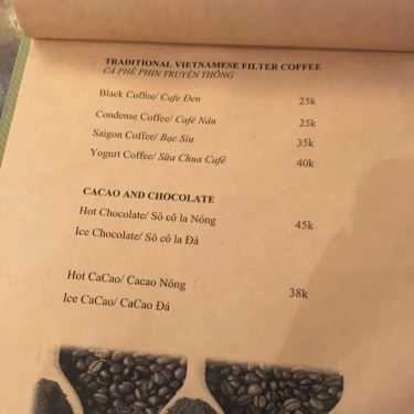 Thực đơn- Hanoi Roastery Coffee
