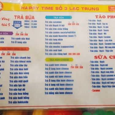 Thực đơn- Cafe Happy Time - Trà Sữa Trân Châu