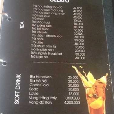 Thực đơn- Cafe Hapuccino & Gelato - Vũ Trọng Phụng