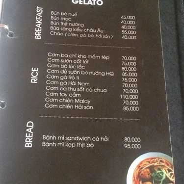 Thực đơn- Cafe Hapuccino & Gelato - Vũ Trọng Phụng