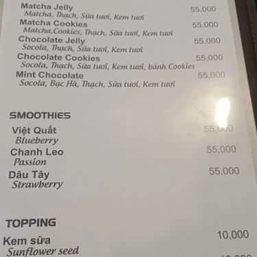 Thực đơn- Hashtag Coffee - Trần Khát Chân