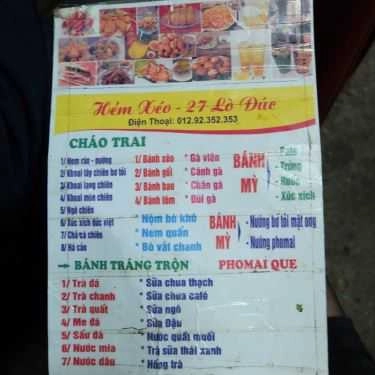 Thực đơn- Hẻm Xéo - Ăn Vặt Các Món