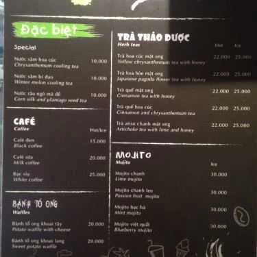 Thực đơn- Cafe Herbie - Trà Thảo Dược Detox