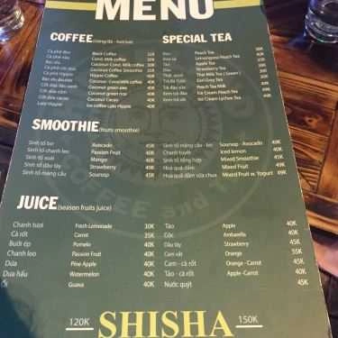 Thực đơn- Hippie Land Coffee