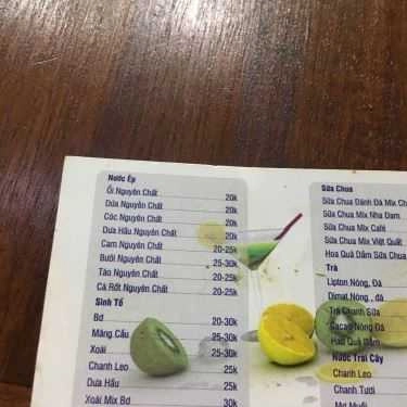Thực đơn- Cafe Hoa Quả Bốn Mùa - Sinh Tố & Nước Ép
