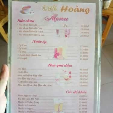 Thực đơn- Hoàng Cafe - Vũ Tông Phan