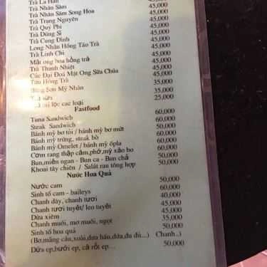 Thực đơn- Hồng Trà Cafe