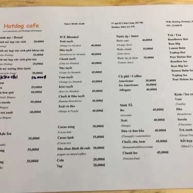 Thực đơn- Hotdog Cafe