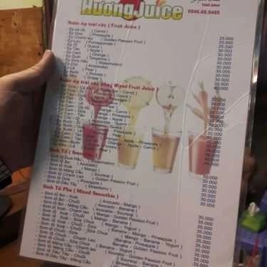 Thực đơn- Cafe Hương Juice - Hàng Lược