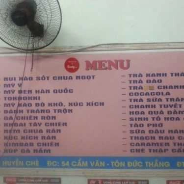 Thực đơn- Cafe Huyền Chè - Tôn Đức Thắng