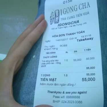 Thực đơn- Cafe IGongCha - Lê Thanh Nghị