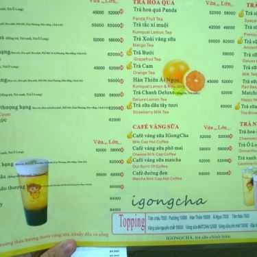 Thực đơn- Cafe IGongCha - Lê Thanh Nghị