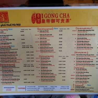Thực đơn- Cafe iGongCha - Phố Huế
