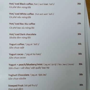 Thực đơn- Italk Coffee