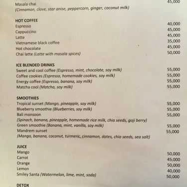 Thực đơn- Jalus Vegan Kitchen And Café