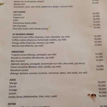 Thực đơn- Jalus Vegan Kitchen And Café