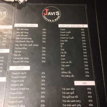 Thực đơn- Javi's Coffee