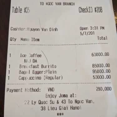 Thực đơn- Joma Bakery Cafe