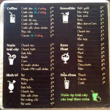Thực đơn- JQK Cafe