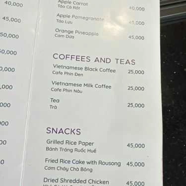 Thực đơn- Cafe Juice Bazar - Nước Ép Hoa Quả