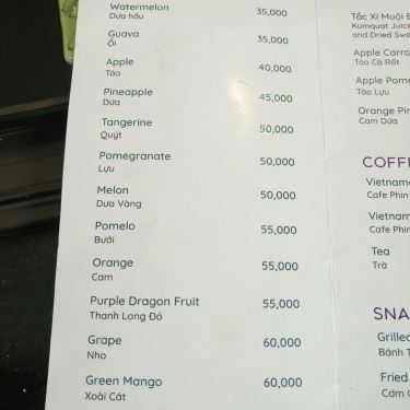 Thực đơn- Cafe Juice Bazar - Nước Ép Hoa Quả
