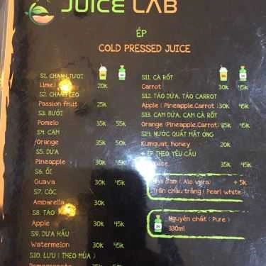 Thực đơn- Cafe Juice Lab - Nước Ép Trái Cây