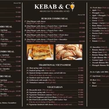 Thực đơn- Ăn vặt Kebab & Co - Bánh Mì Doner Kebab