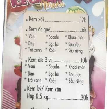 Thực đơn- Ăn vặt Kem 31